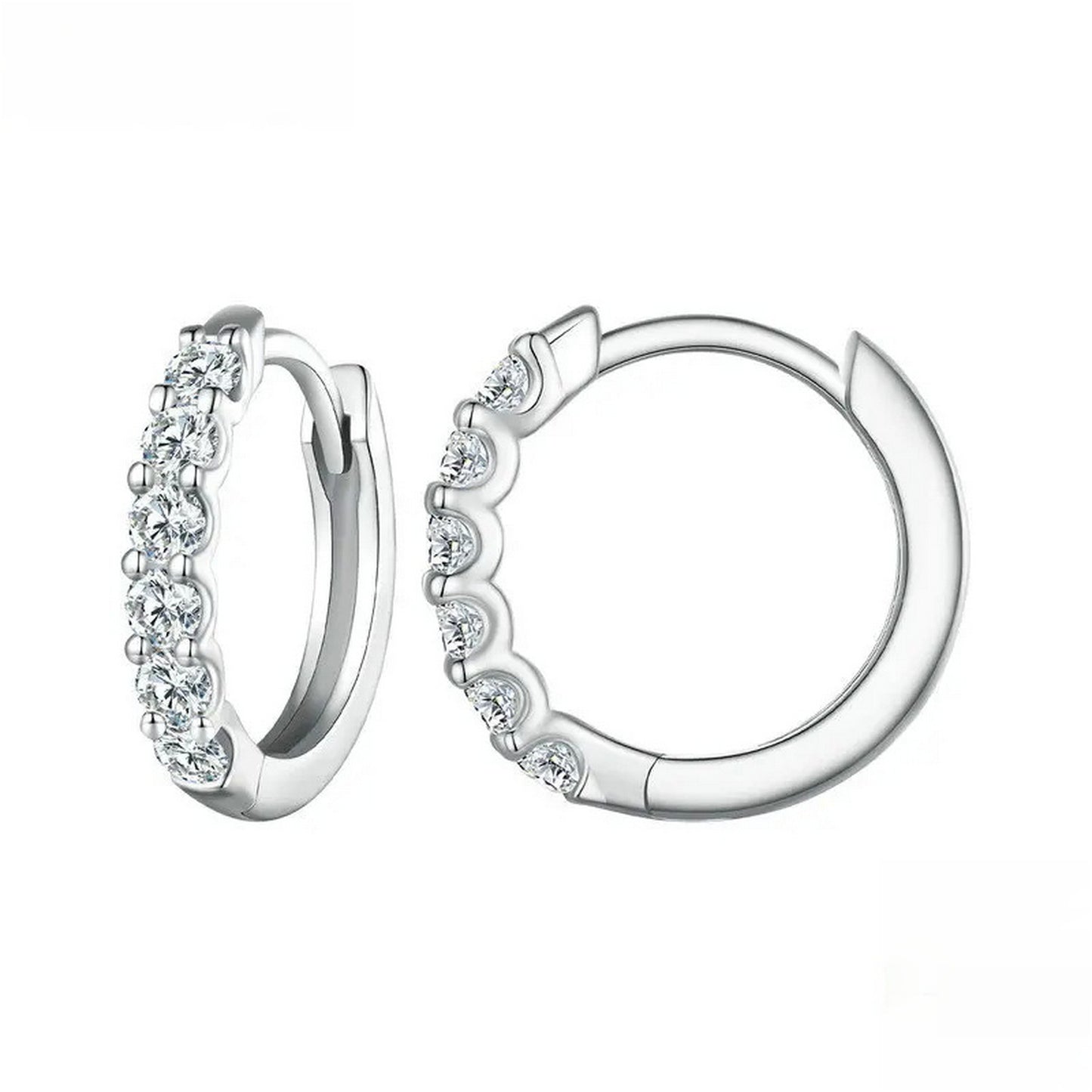 PAHALA Moissanite Dazzling Classic Ear Buckles Silver Hoop Earrings