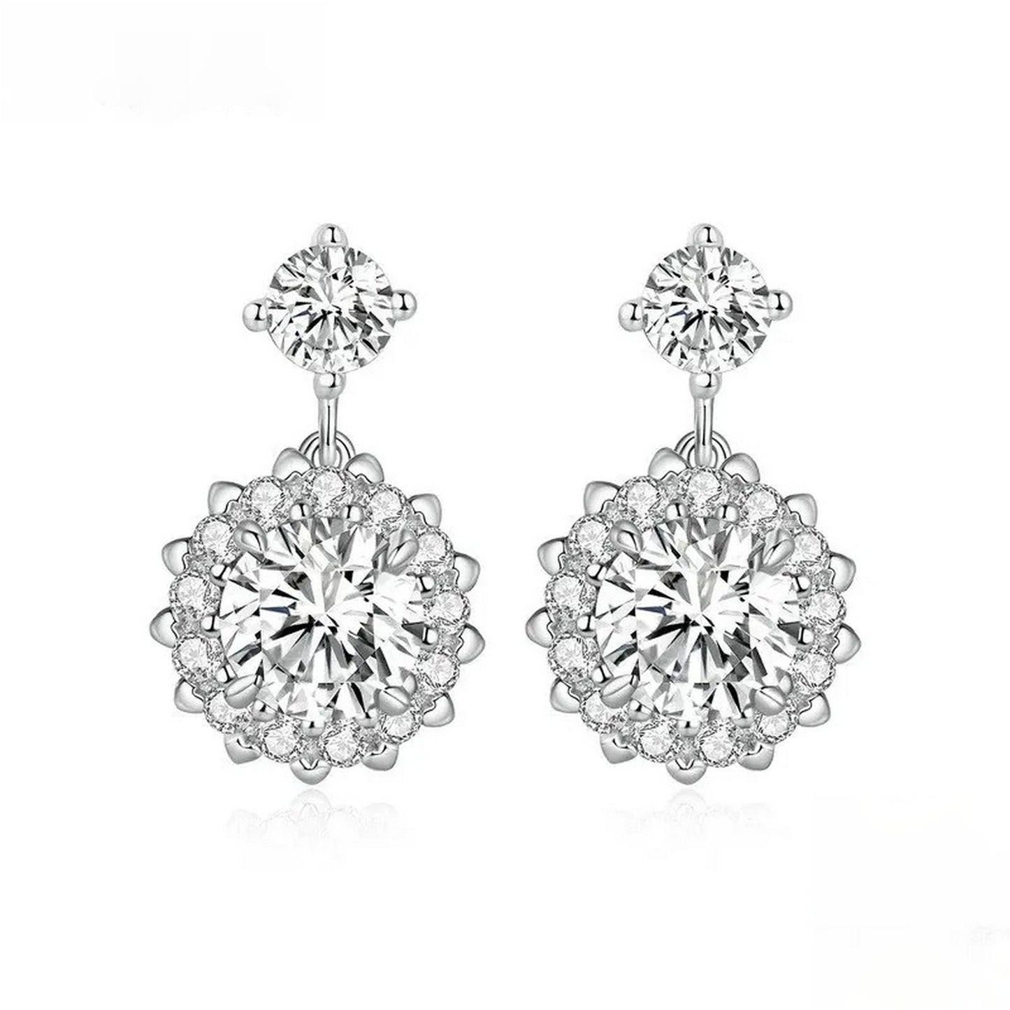 PAHALA Moissanite 1.0CT VVS1 EX Sweet Stud Flower Brilliant Earrings