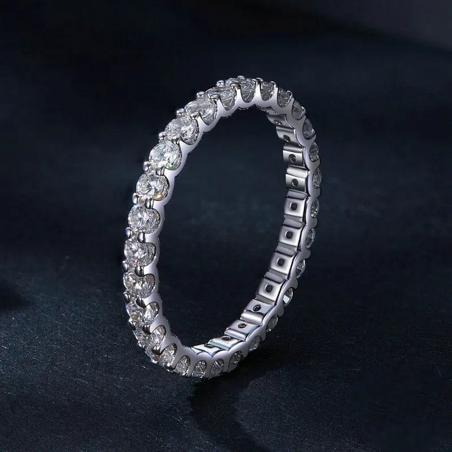 PAHALA Moissanite Full Eternity Lab Diamond Engagement Band Ring