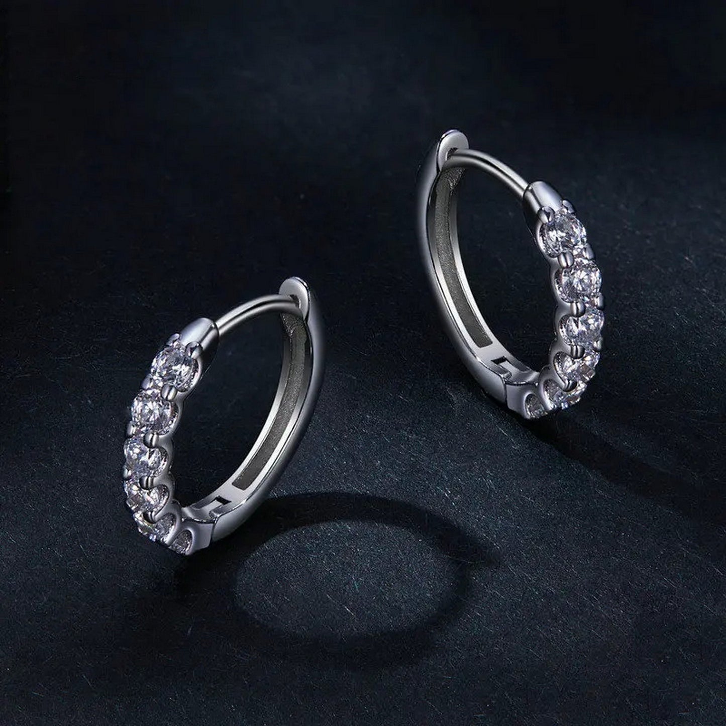 PAHALA Moissanite Dazzling Classic Ear Buckles Silver Hoop Earrings