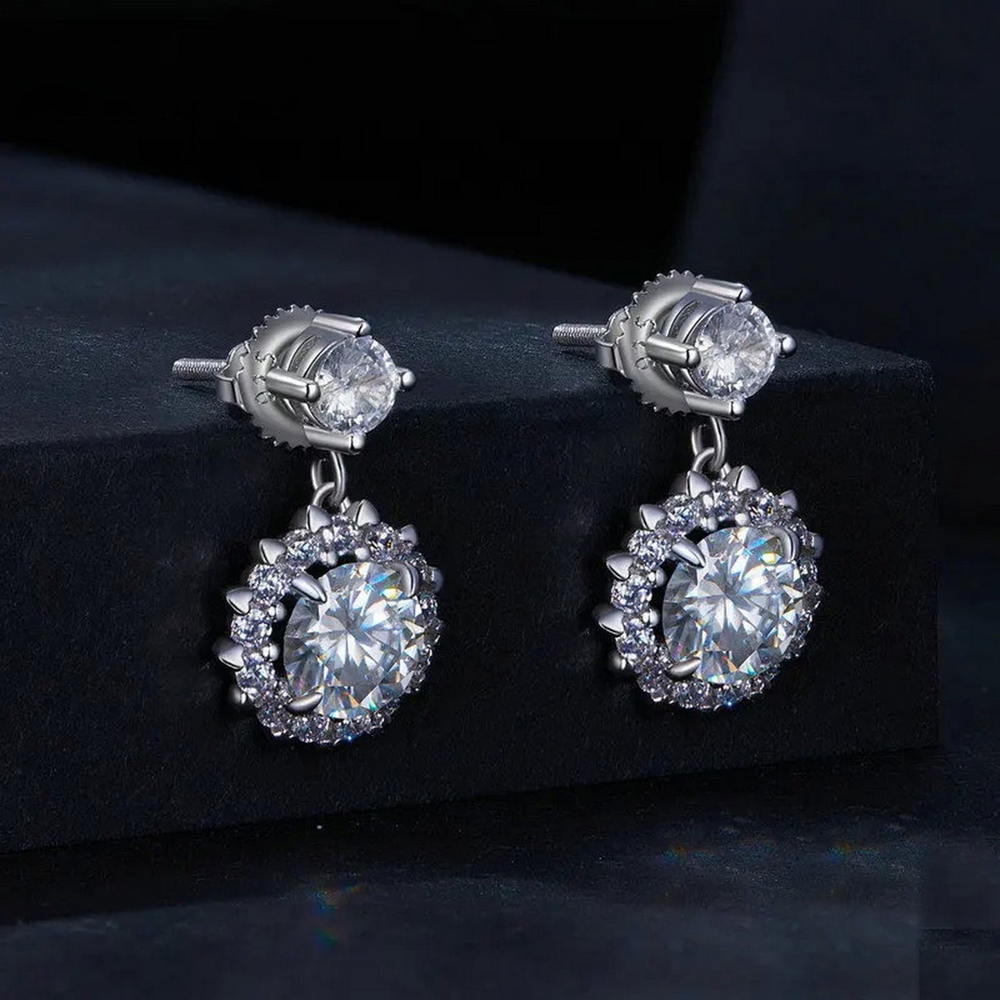 PAHALA Moissanite 1.0CT VVS1 EX Sweet Stud Flower Brilliant Earrings