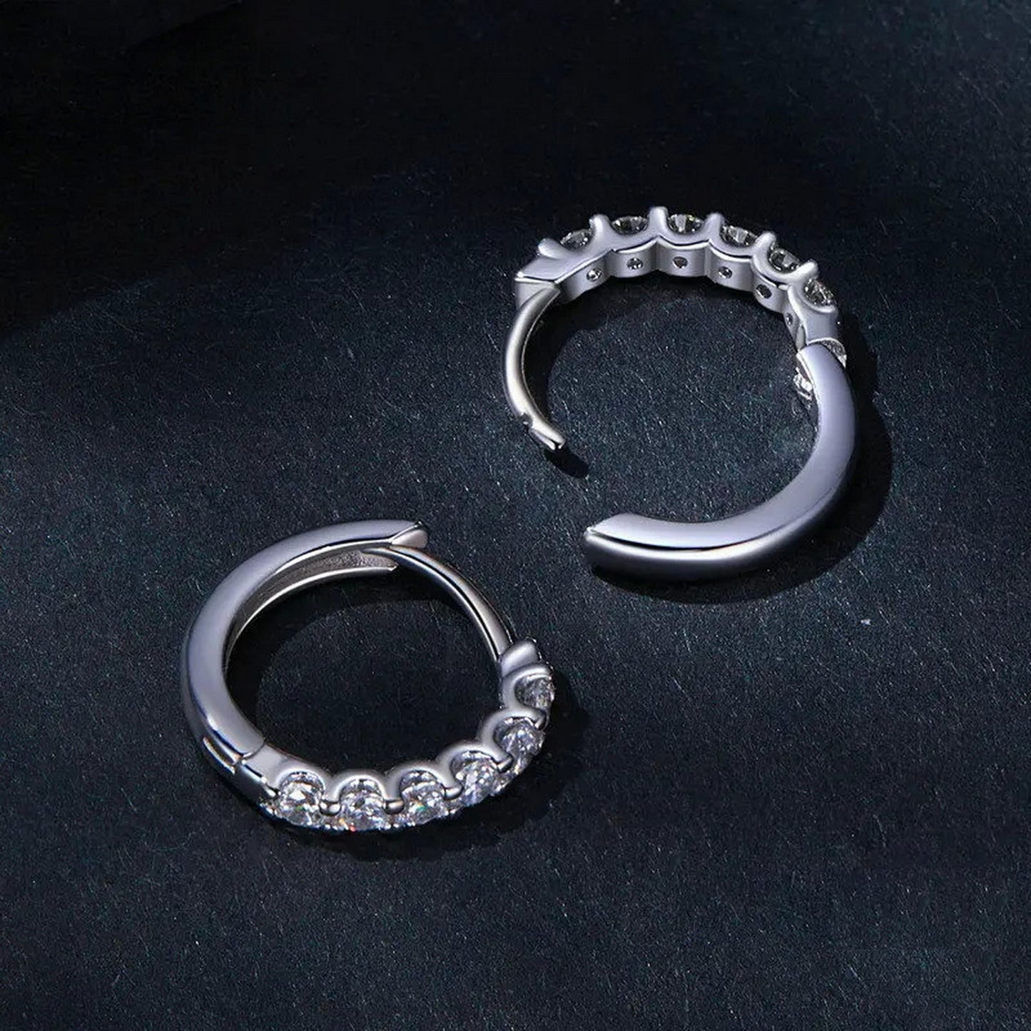 PAHALA Moissanite Dazzling Classic Ear Buckles Silver Hoop Earrings