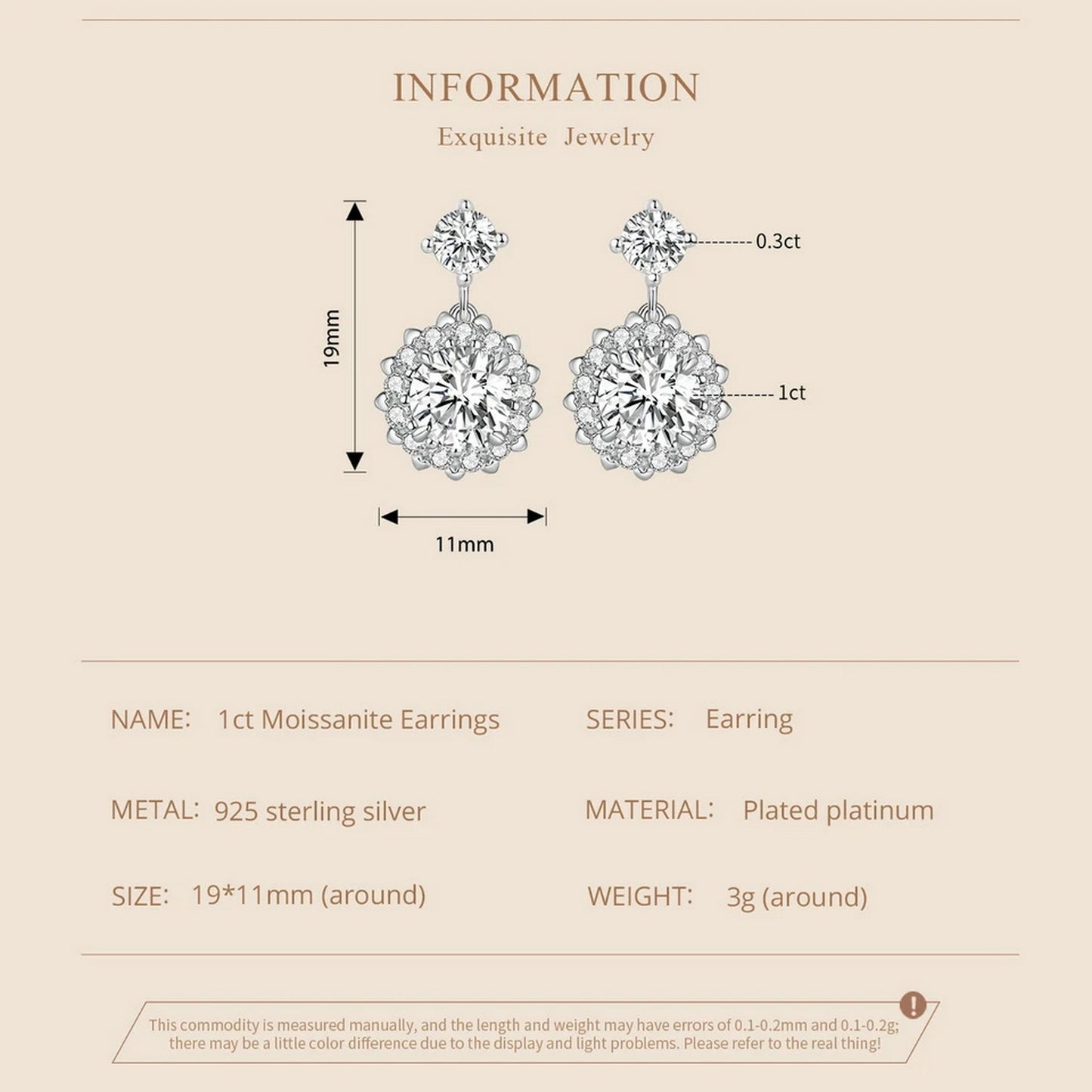 PAHALA Moissanite 1.0CT VVS1 EX Sweet Stud Flower Brilliant Earrings