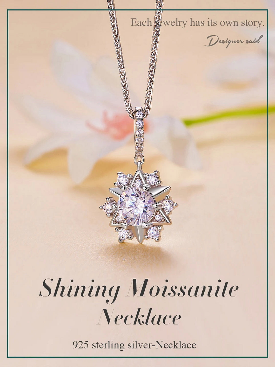 PAHALA Moissanite 1.0CT D Color VVS1 Star Pendant Necklace