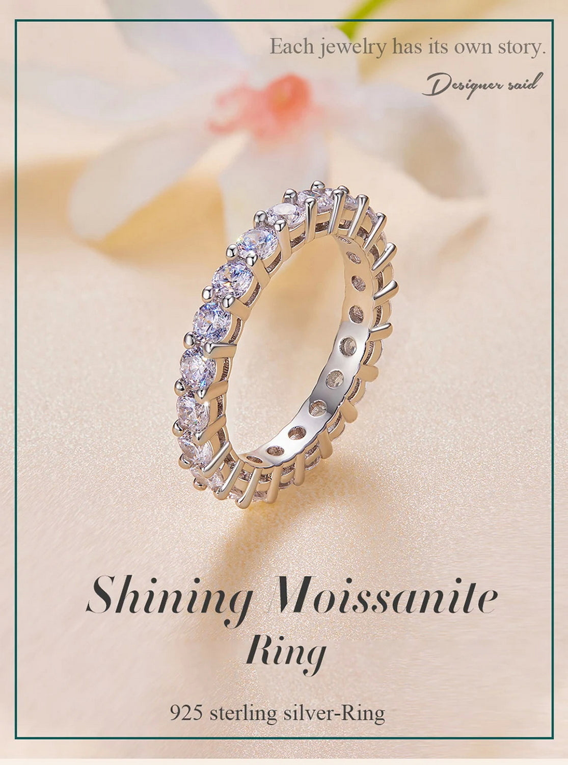 PAHALA Moissanite Full Eternity Engagement Wedding Band Ring
