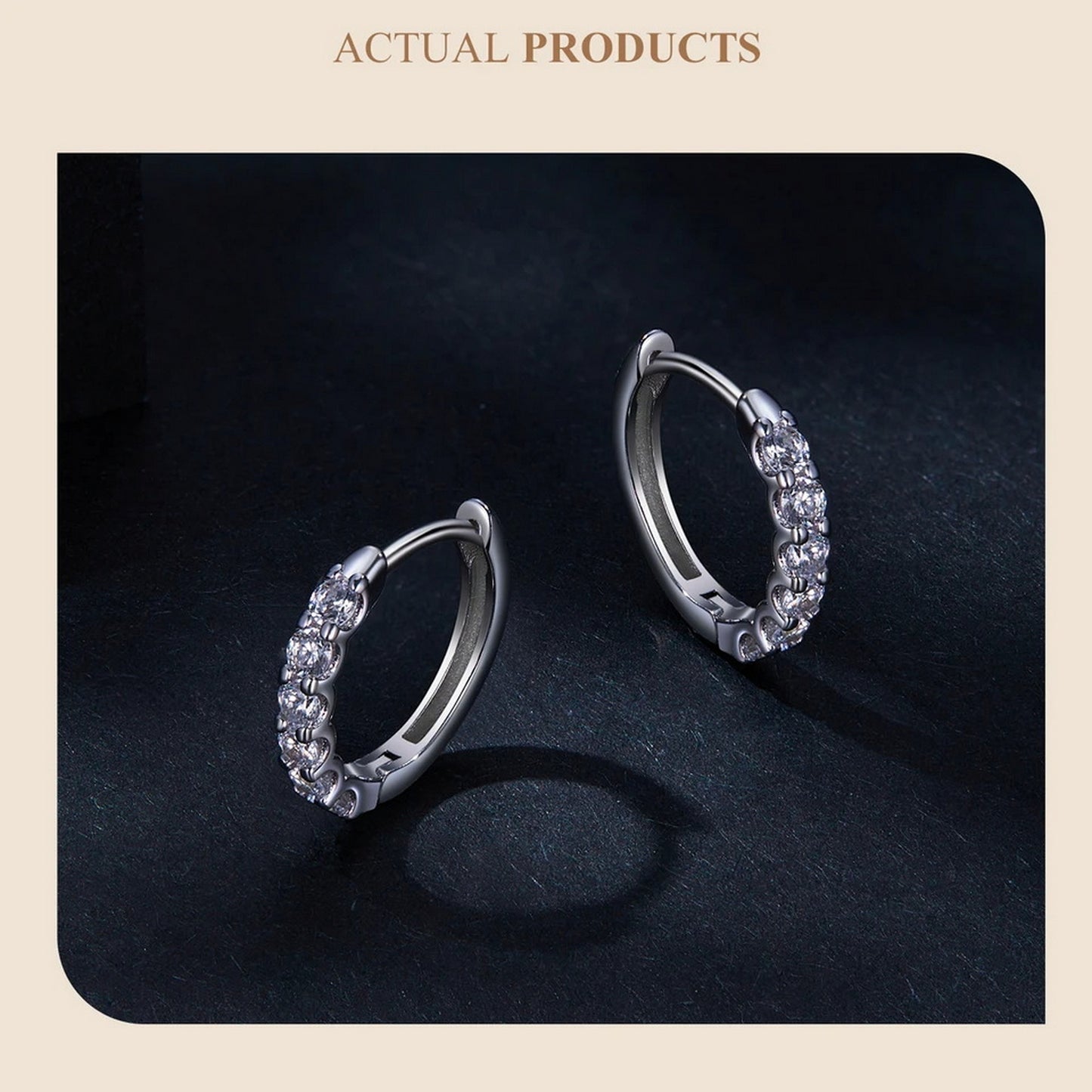 PAHALA Moissanite Dazzling Classic Ear Buckles Silver Hoop Earrings