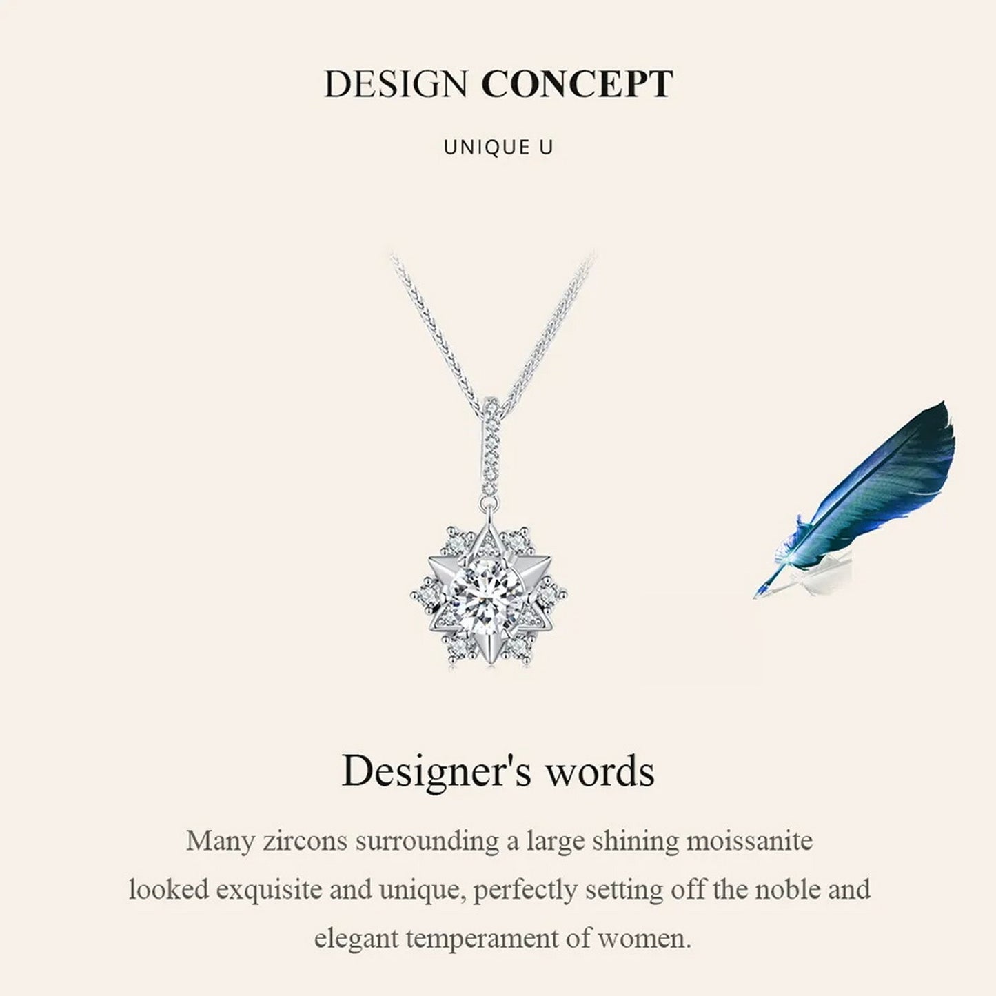 PAHALA Moissanite 1.0CT D Color VVS1 Star Pendant Necklace