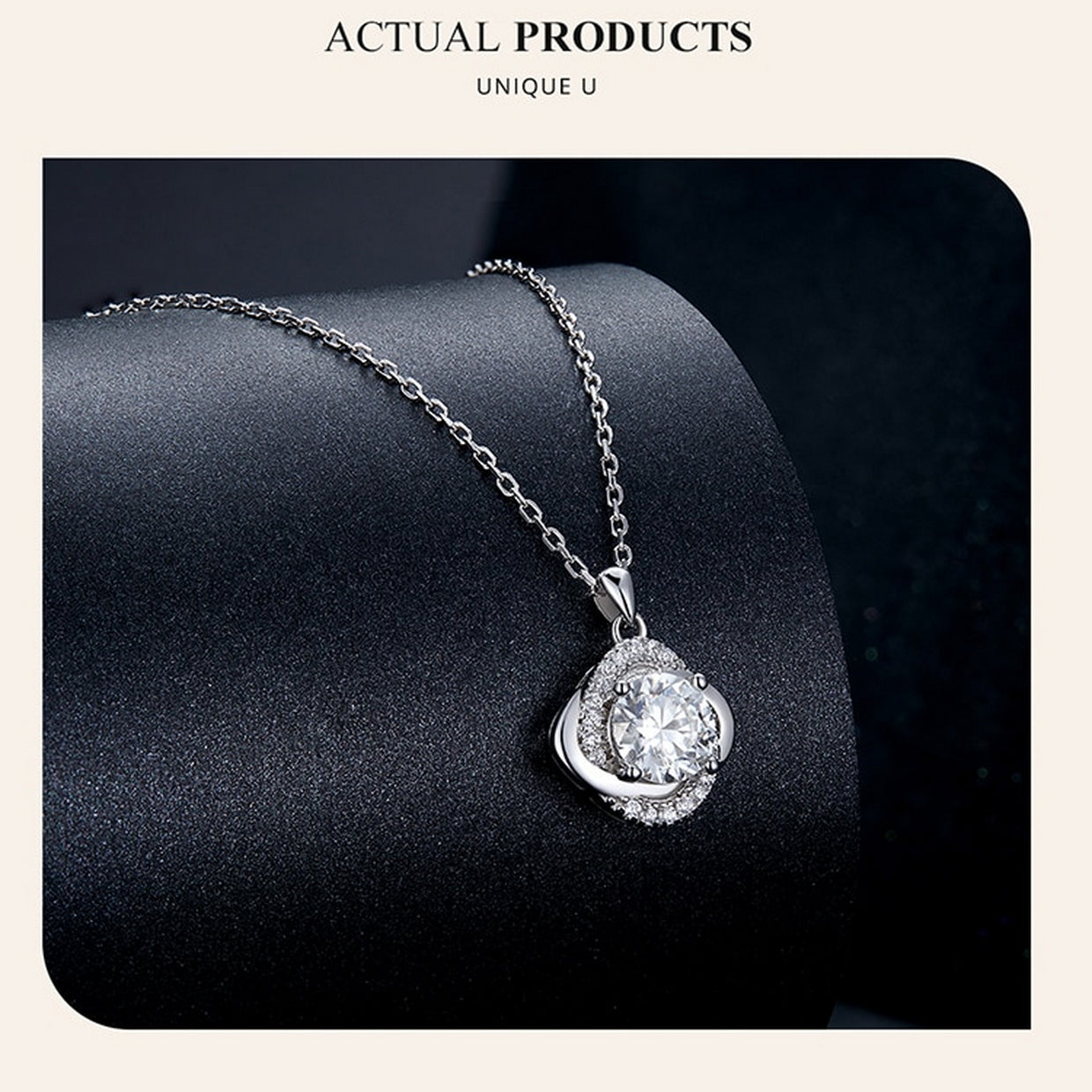 PAHALA Geometric Link Chain D Color VVS1 EX 1CT Moissanite Necklace Pendant WeddinG