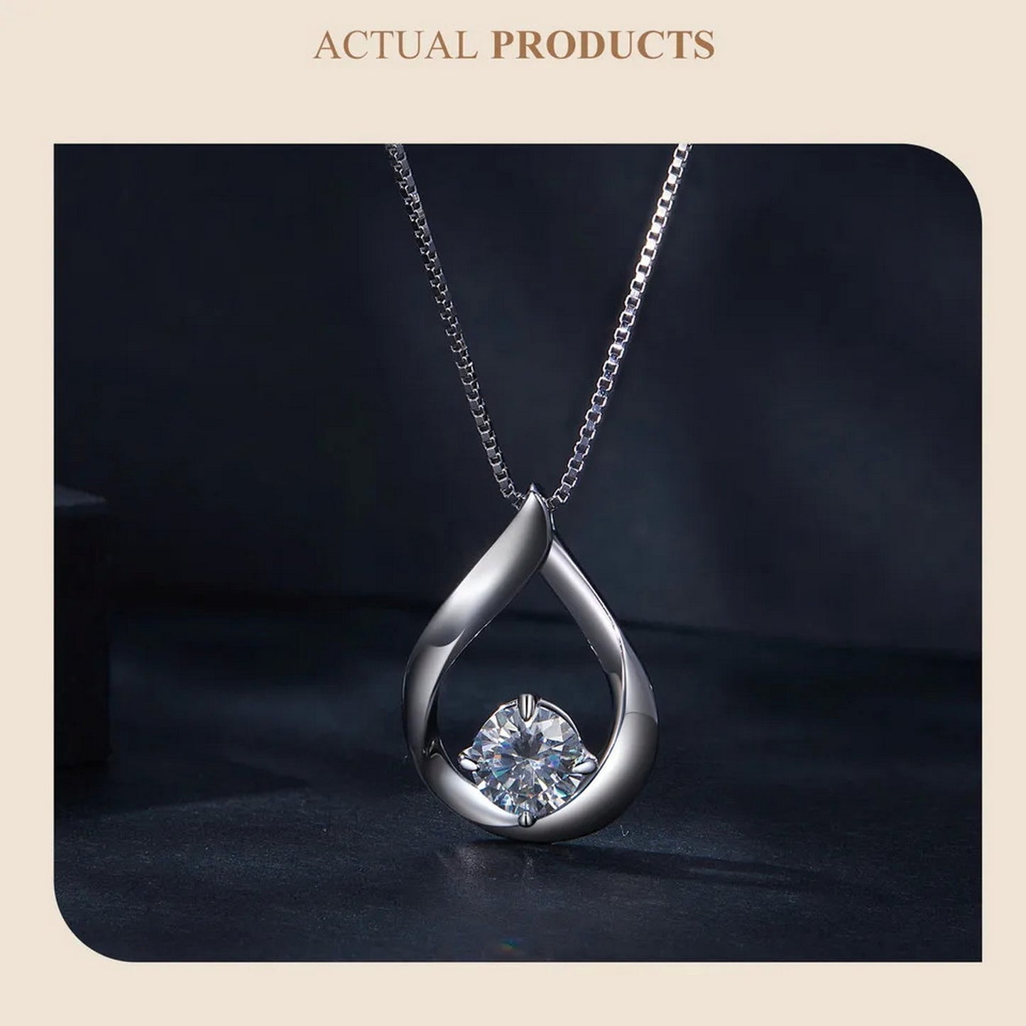 PAHALA Moissanite 1.0CT D Color VVS1 Waterdrop Pendant Necklace