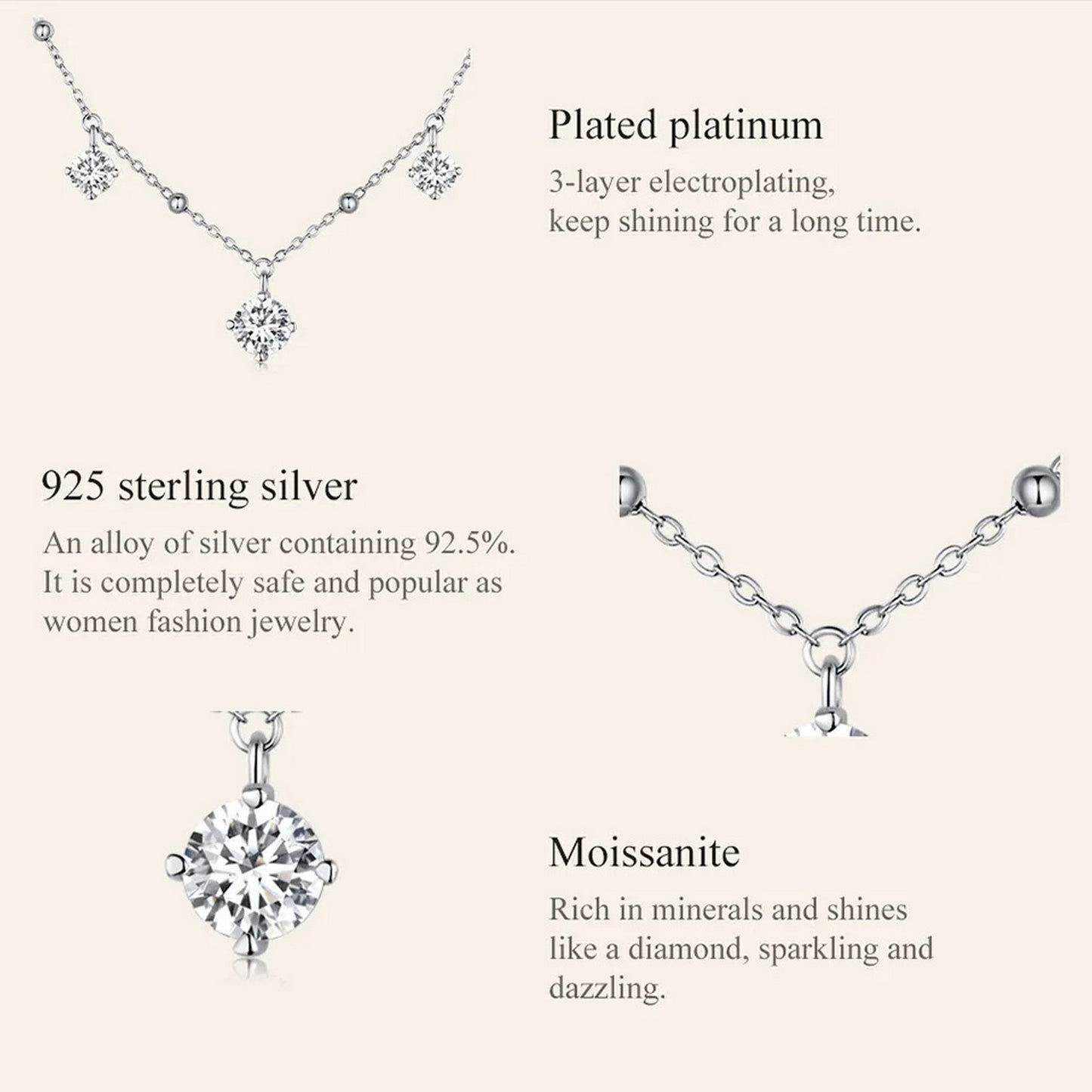 PAHALA Moissanite 3.0 CTTW D Color Five Princess Waterdrop Pendant Necklace