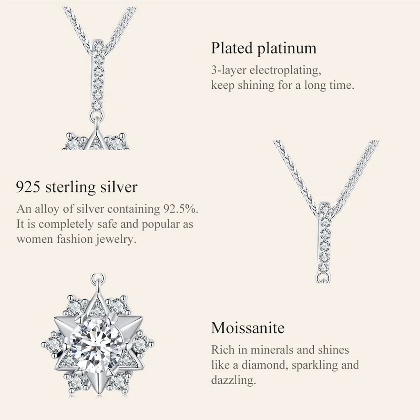 PAHALA Moissanite 1.0CT D Color VVS1 Star Pendant Necklace