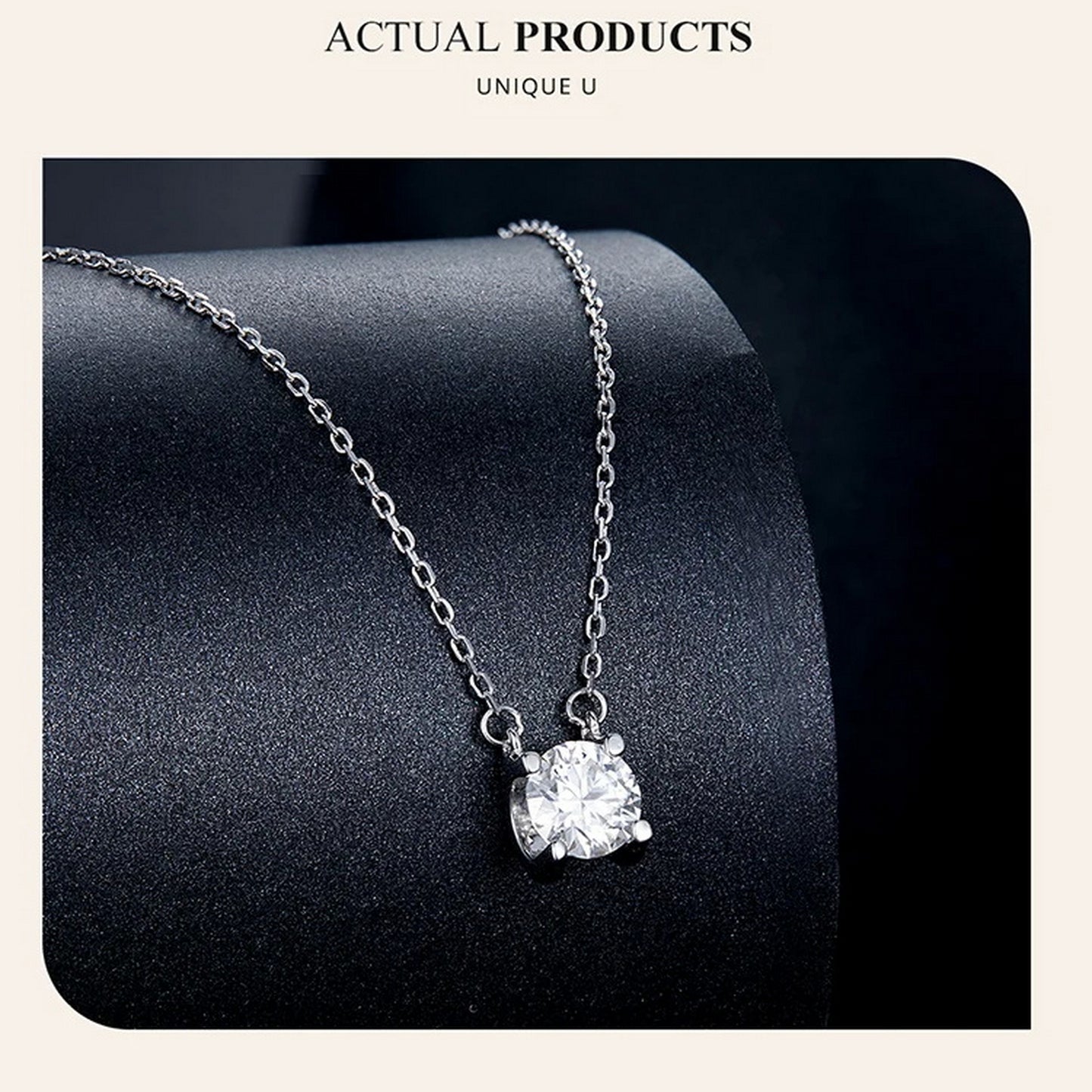 PAHALA Moissanite 1.0CT D Color VVS1 Classic Round Hearts And Arrows Pendant Necklace