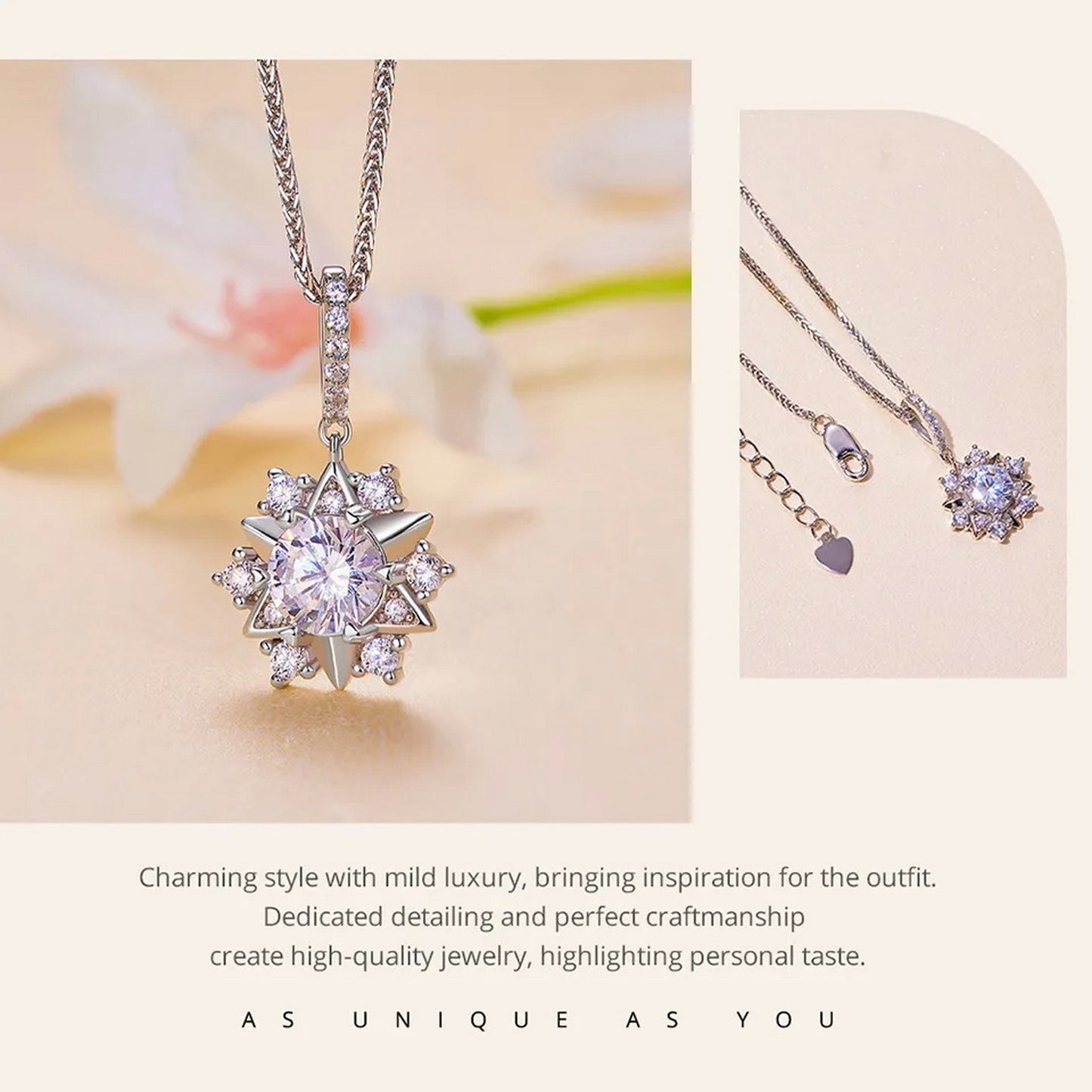 PAHALA Moissanite 1.0CT D Color VVS1 Star Pendant Necklace