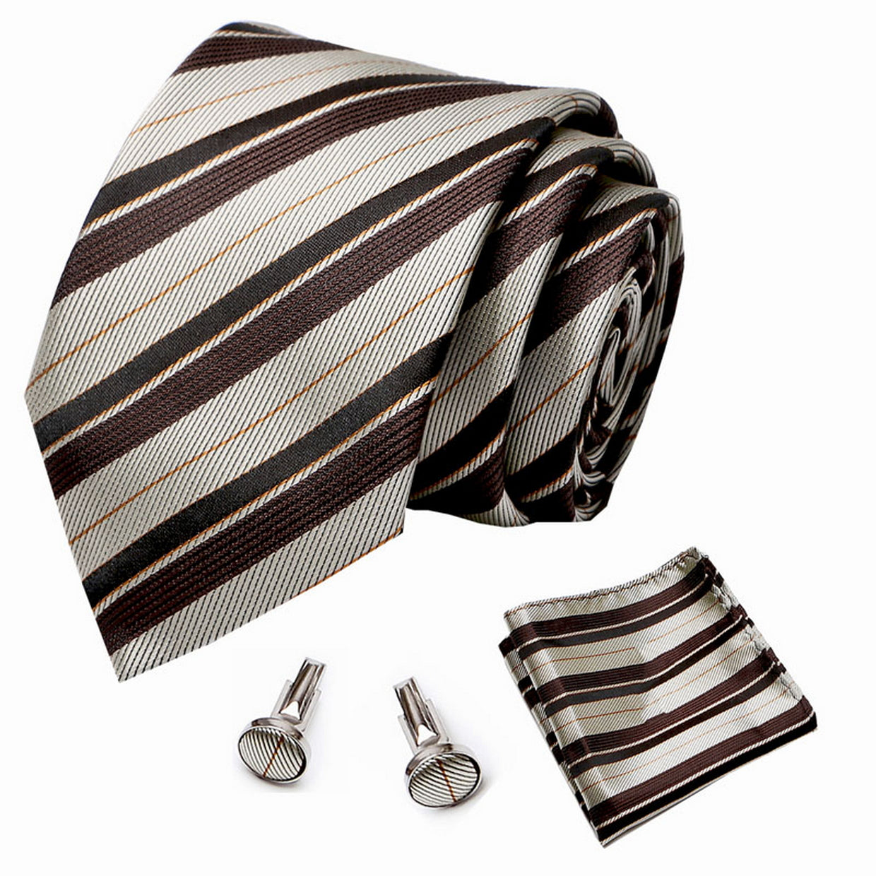 PAHALA Mens Fashion Necktie Cufflinks Pocket Square Set Box Multi color