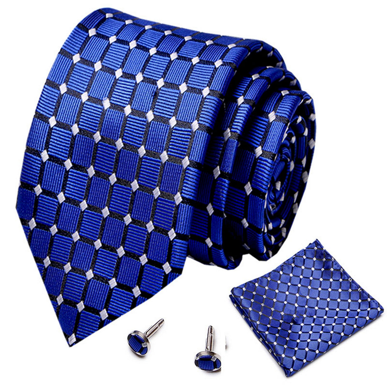 PAHALA Mens Fashion Necktie Cufflinks Pocket Square Set Box Multi color