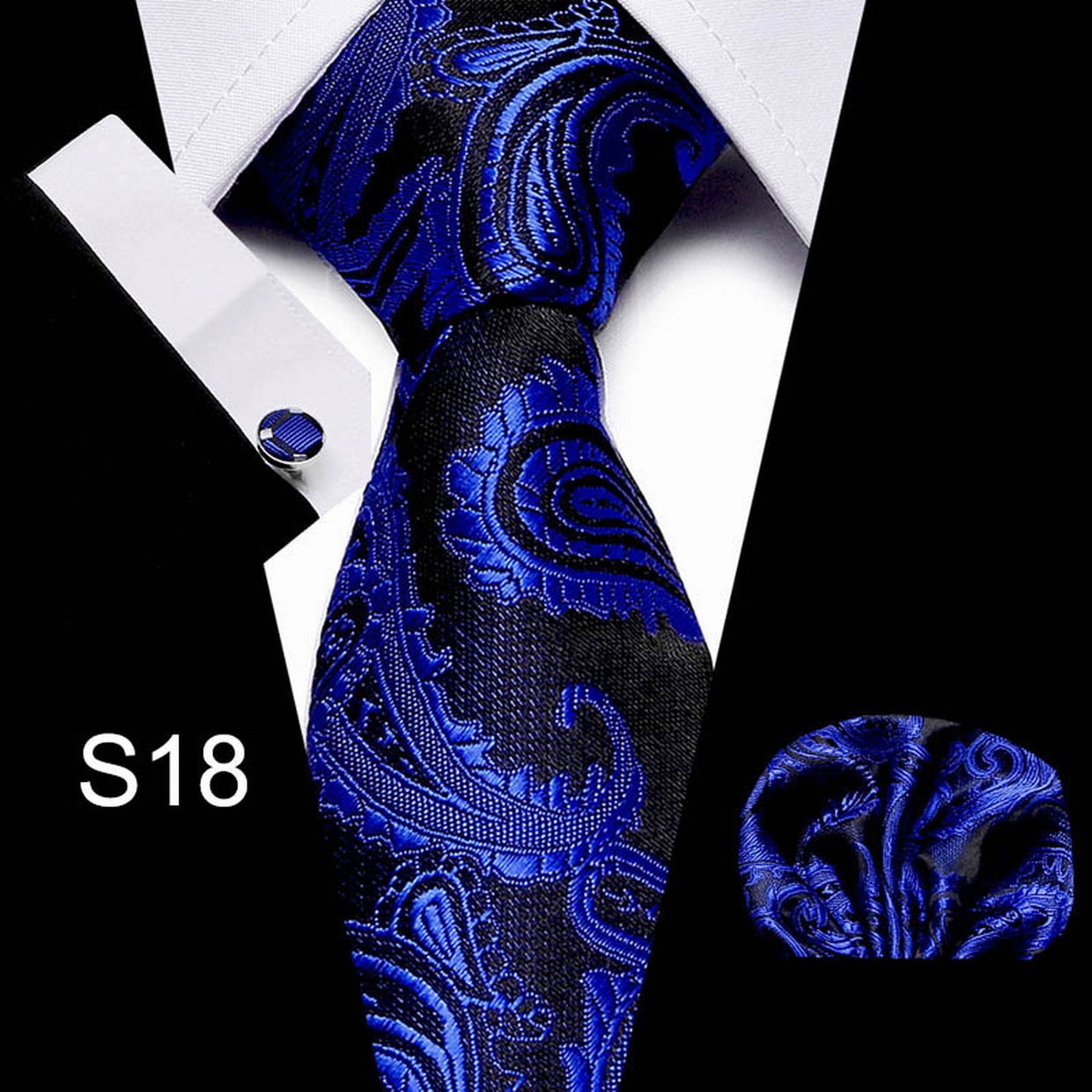 PAHALA Mens Fashion Necktie Cufflinks Pocket Square Set Box Multi color