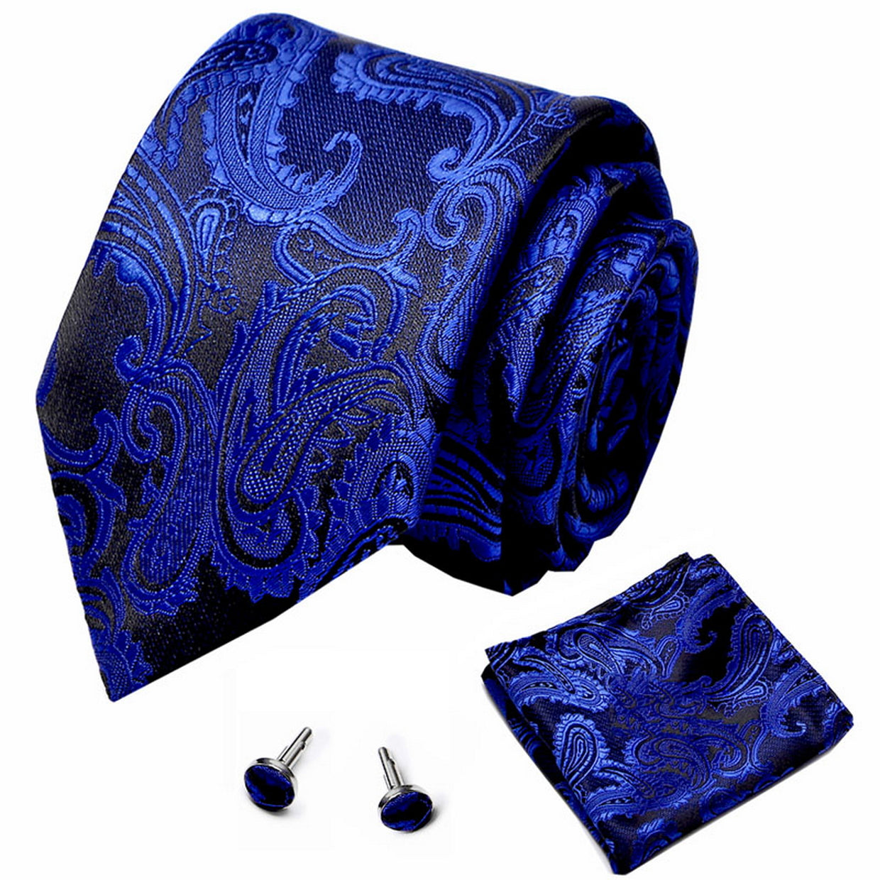 PAHALA Mens Fashion Necktie Cufflinks Pocket Square Set Box Multi color