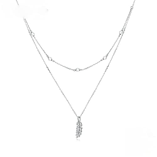 PAHALA 925 Sterling Silver Wave Shiny Wheat Ears Crystals Pendant Necklace