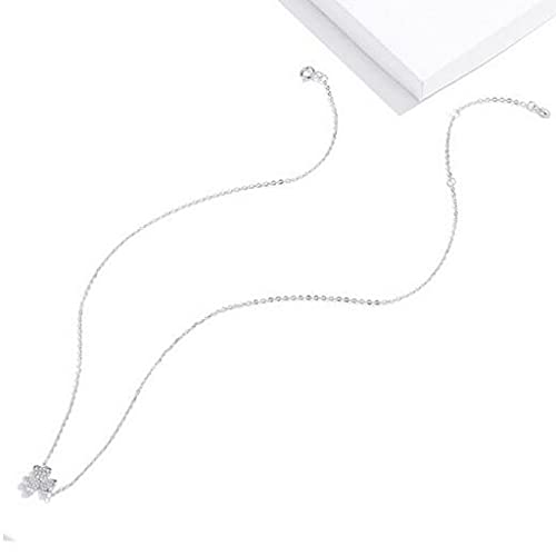 PAHALA 925 Sterling Silver Smooth Clover Crystals Necklace Pendant Wedding Necklace