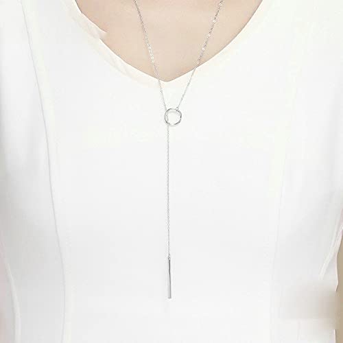 PAHALA 925 Sterling Silver Round Circle Line Geometric Pendant Necklace