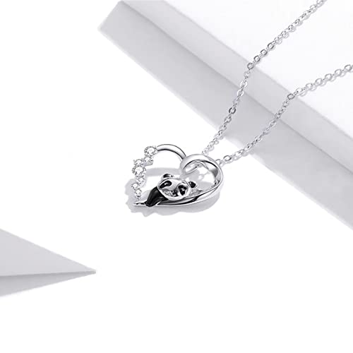 PAHALA 925 Sterling Silver Zircon Enamel Cute Animal Baby Panda Chain Necklace Pendant Wedding Necklace