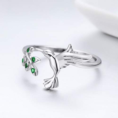 PAHALA 925 Strling Silver Bird Spring Tree Crystals Finger Weeding Party Ring