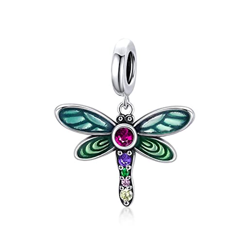 PAHALA 925 Sterling Silver Shiny Dragonfly Pendant Charm Charm Bead