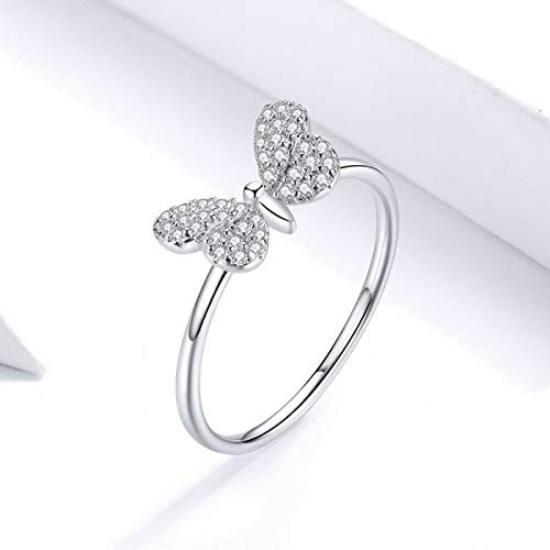 PAHALA 925 Strling Silver Butterfly with Crystals Finger Weeding Party Ring