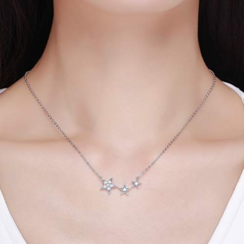 PAHALA 925 Sterling Silver Luminous Star with Crystals Pendant Necklace