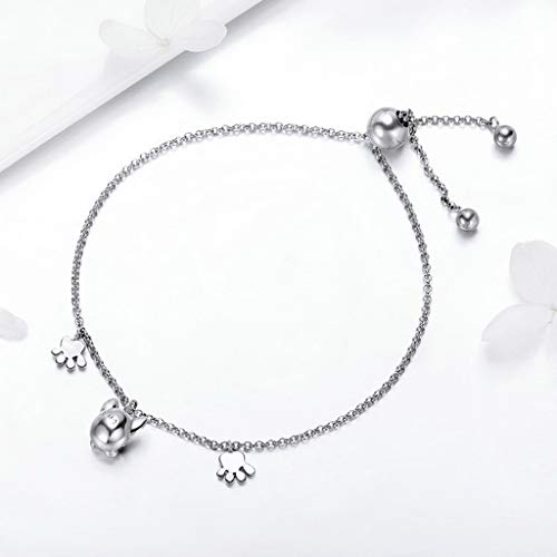 PAHALA 925 Sterling Silver Trendy Bulldog Footprints Chain Link Bracelet