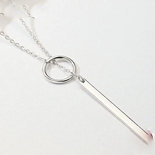 PAHALA 925 Sterling Silver Round Circle Line Geometric Pendant Necklace