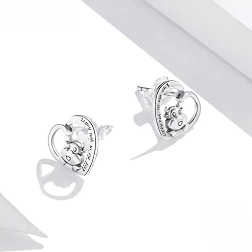 PAHALA 925 Sterling Silver Cute Cow Keep Me In Your Heart Stud Earrings