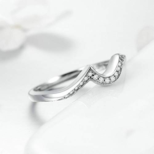 PAHALA 925 Strling Silver Geometric Heart Shape Crystals Finger Weeding Party Ring