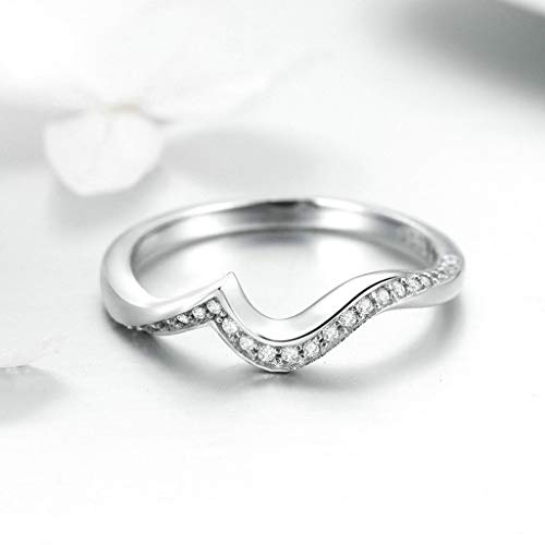 PAHALA 925 Strling Silver Geometric Heart Shape Crystals Finger Weeding Party Ring