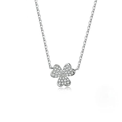 PAHALA 925 Sterling Silver Smooth Clover Crystals Necklace Pendant Wedding Necklace