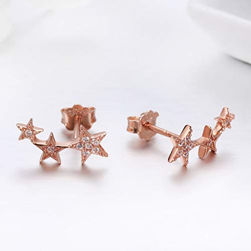 PAHALA 925 Sterling Silver Yellow Dazzling Stackable Star Crystals Stud Earrings