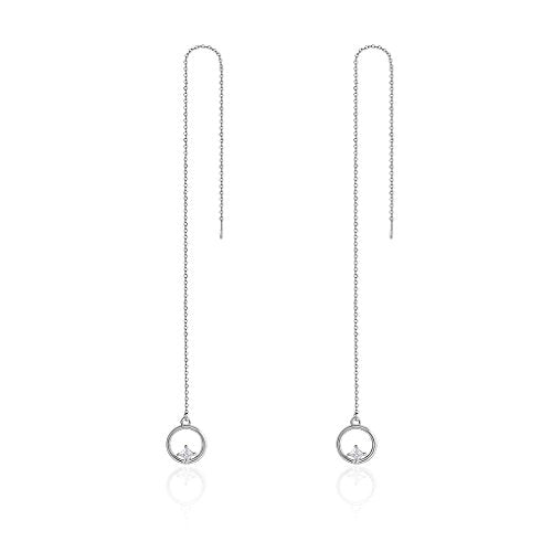 PAHALA 925 Sterling Silver Long Tassel Circle Party Wedding Pendant Earring