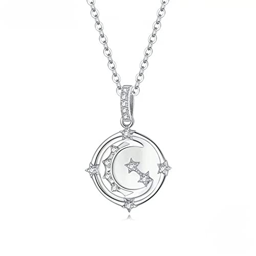 PAHALA 925 Sterling Silver Moon Stars Chain Crystals Necklace Pendant Wedding Necklace