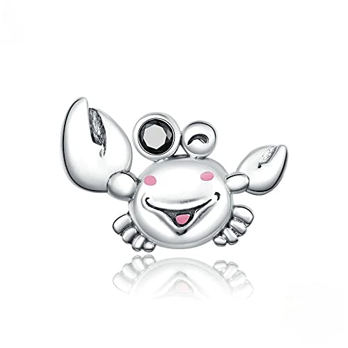 PAHALA 925 Sterling Silver Enamel Little Crab Crystal Charm Bead