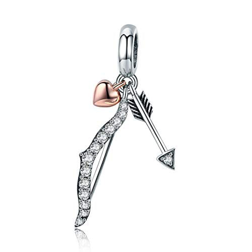 PAHALA 925 Strling Silver Love Bow Arrow with Crystals Charms Beads
