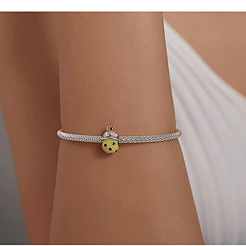 PAHALA 925 Sterling Silver Enamel Rabbit Milk Tea Cup Summer Bubble Tea Charm Bead