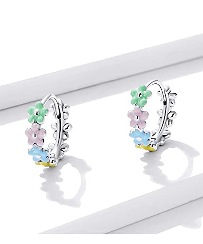 PAHALA 925 Sterling Silver Multiple Colorful Daisy Flower Ear Buckles Clips Chic Earrings