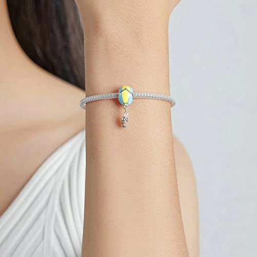 PAHALA 925 Sterling Silver Enamel Colorful Hot Air Balloon Bunny Charm Bead