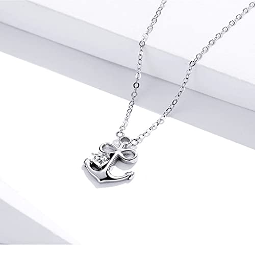PAHALA 925 Sterling Silver Loyal Love Crystals Anchor Necklace Pendant Wedding Necklace