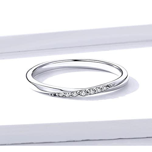 PAHALA 925 Strling Silver Dazzling Cross Crystal Weeding Party Engagement Ring