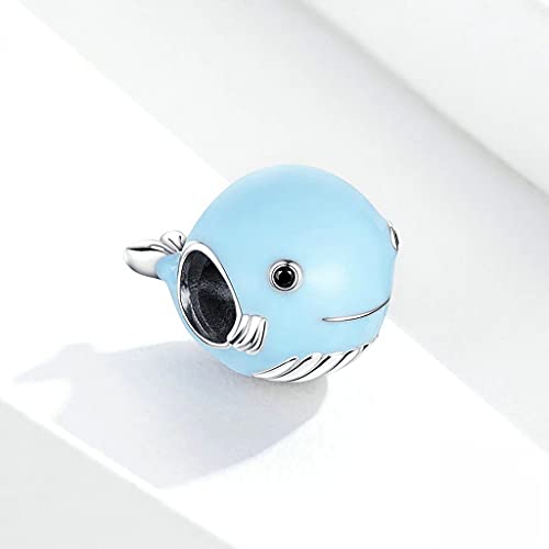 PAHALA 925 Strling Silver Blue Enamel Whale Beads Ocean Animal Charm Bead