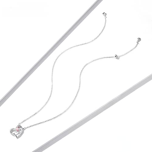 PAHALA 925 Sterling Silver Enamel Pink Animal Heart Memnon Flamingos Chain Necklace Pendant Wedding Necklace