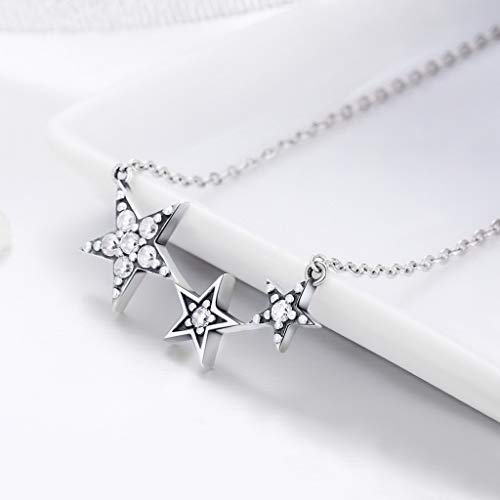 PAHALA 925 Sterling Silver Luminous Star with Crystals Pendant Necklace