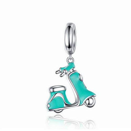 PAHALA 925 Strling Silver Lovely Green Enamel Electric Bicycles Charm Bead