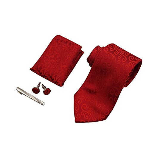 PAHALA Mens Fashion Necktie Cufflinks Tie Bar Pocket Square Set Box